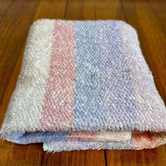 Vintage Fieldcrest Hand Towel - Pastel Striped Cotton Blend, Made in USA - Picture 7 of 10